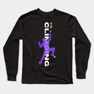 rock climbing with climber purple Long Sleeve T-Shirt